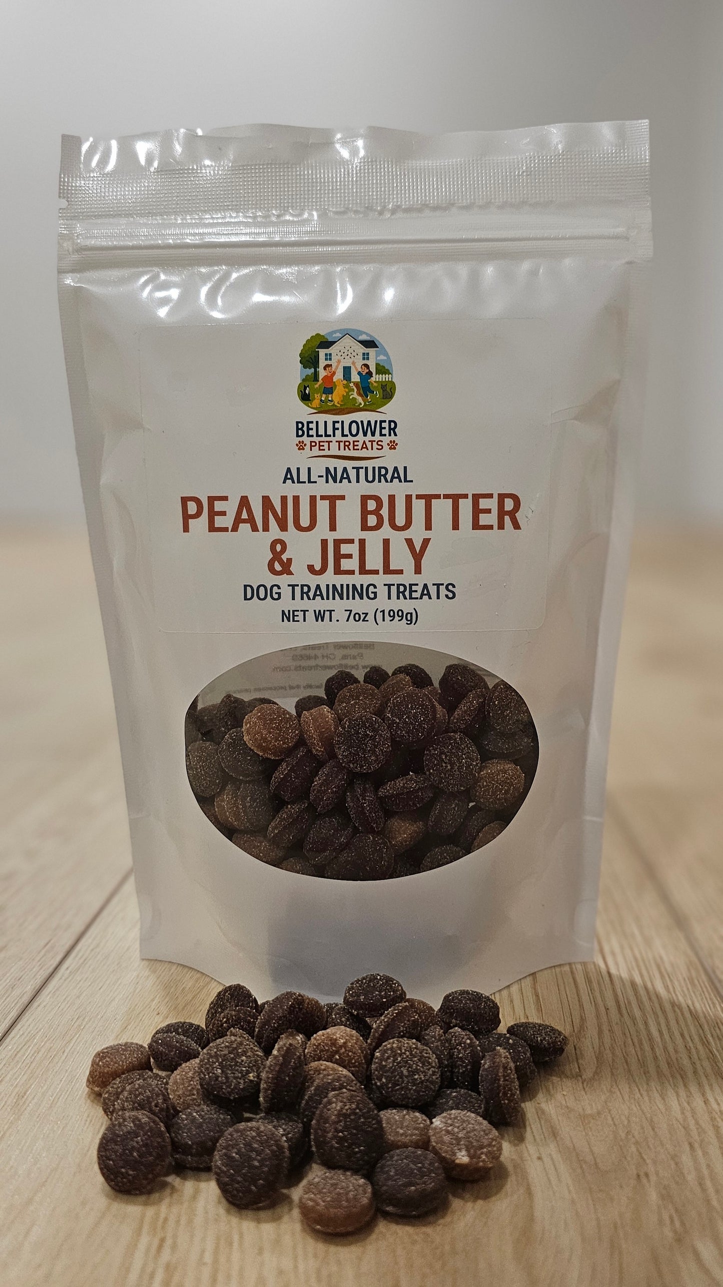Dog. Peanut Butter & Jelly Training Treats 7oz bag