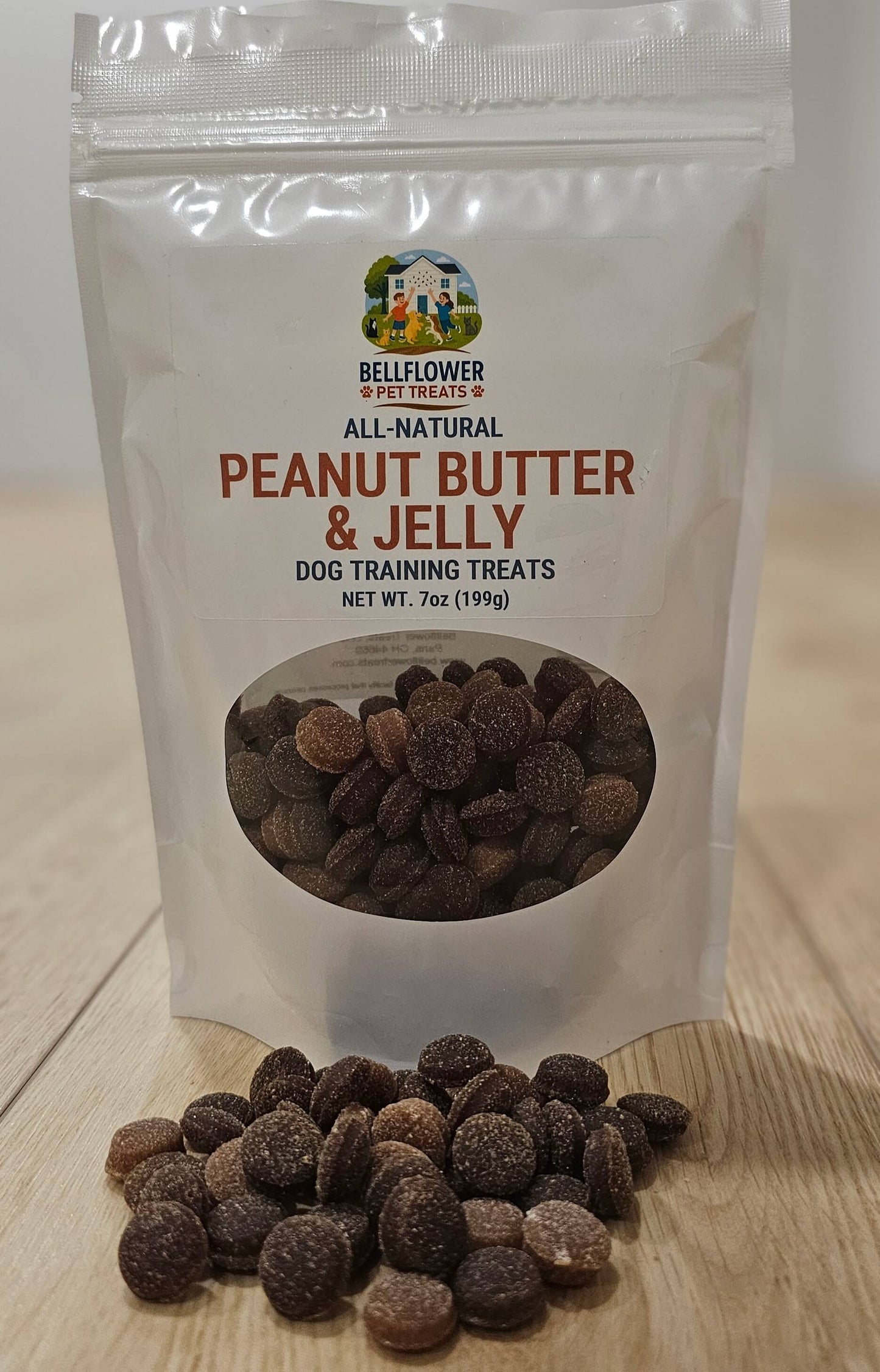 Dog. Peanut Butter & Jelly Training Treats 7oz bag