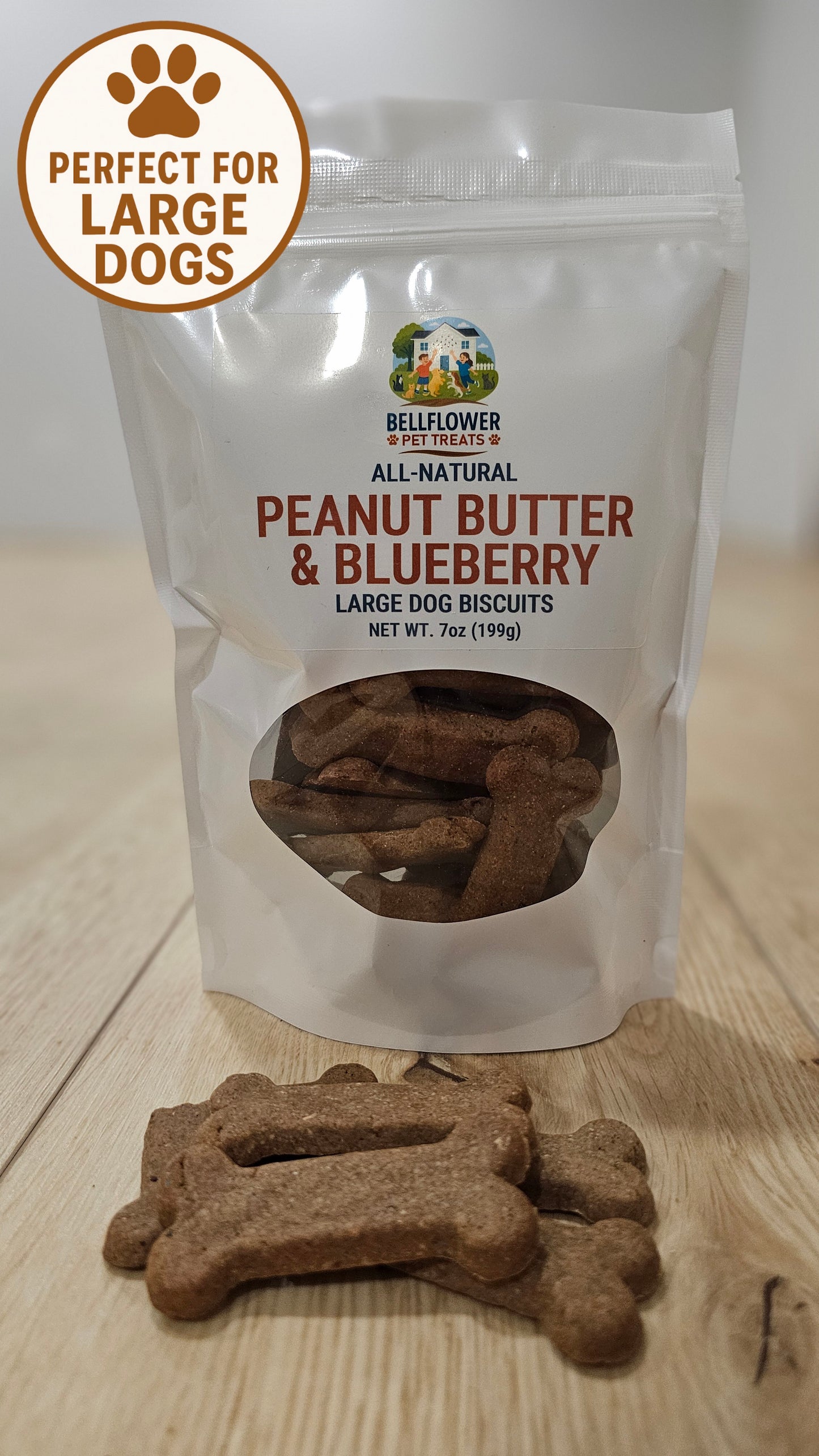 Dog. Peanut Butter & Blueberry Biscuits Large Dog 7oz bag