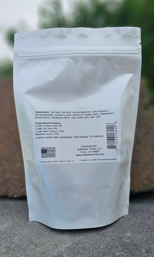 Dog. Peanut Butter & Jelly Training Treats 7oz bag