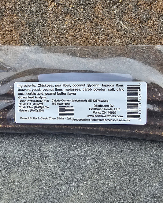 Dog. Peanut Butter & Carob Chew Sticks 2 Pk