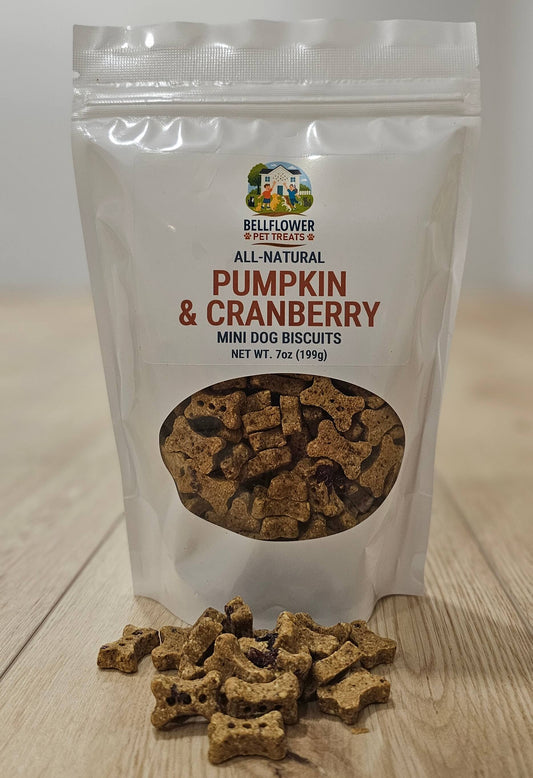 Dog. Pumpkin & Cranberry Mini Bones 7oz bag
