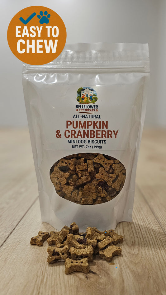 Dog. Pumpkin & Cranberry Mini Bones 7oz bag