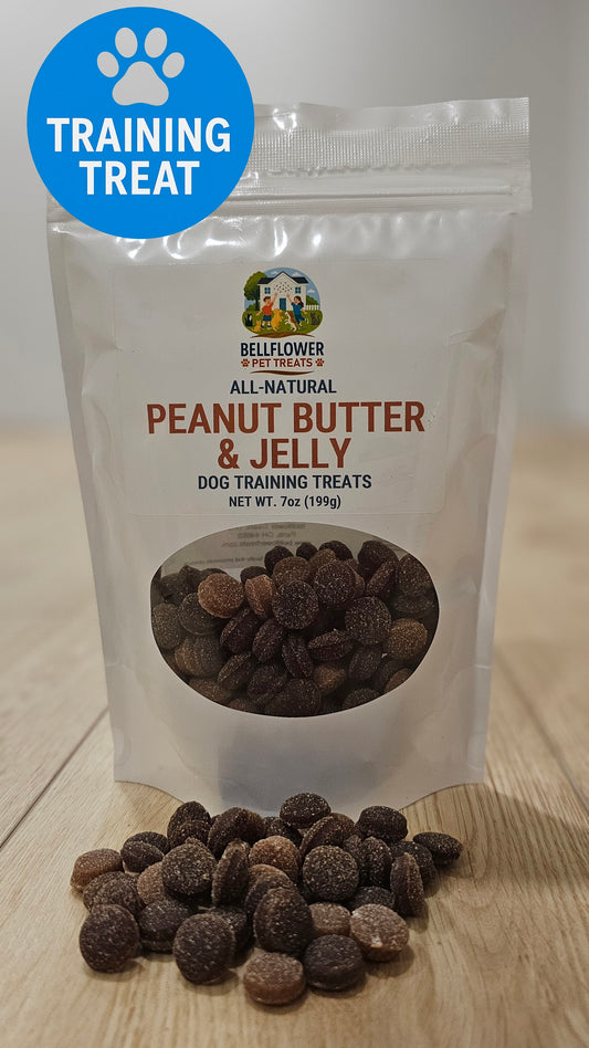 Dog. Peanut Butter & Jelly Training Treats 7oz bag