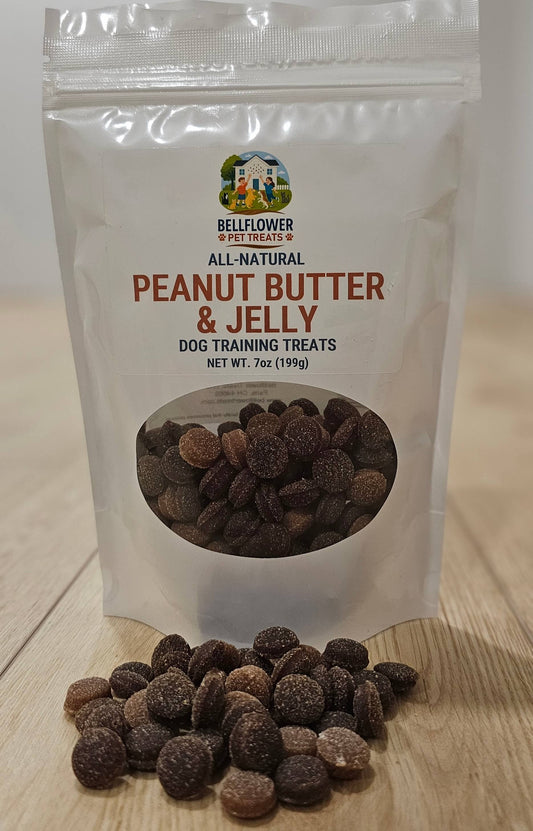 Dog. Peanut Butter & Jelly Training Treats 7oz bag