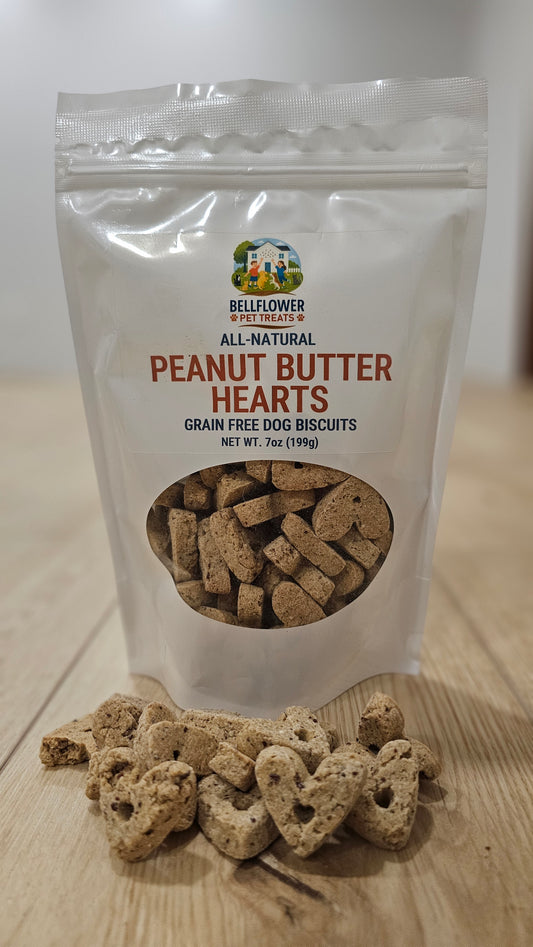 Dog. Peanut Butter Hearts, Grain Free 7oz bag