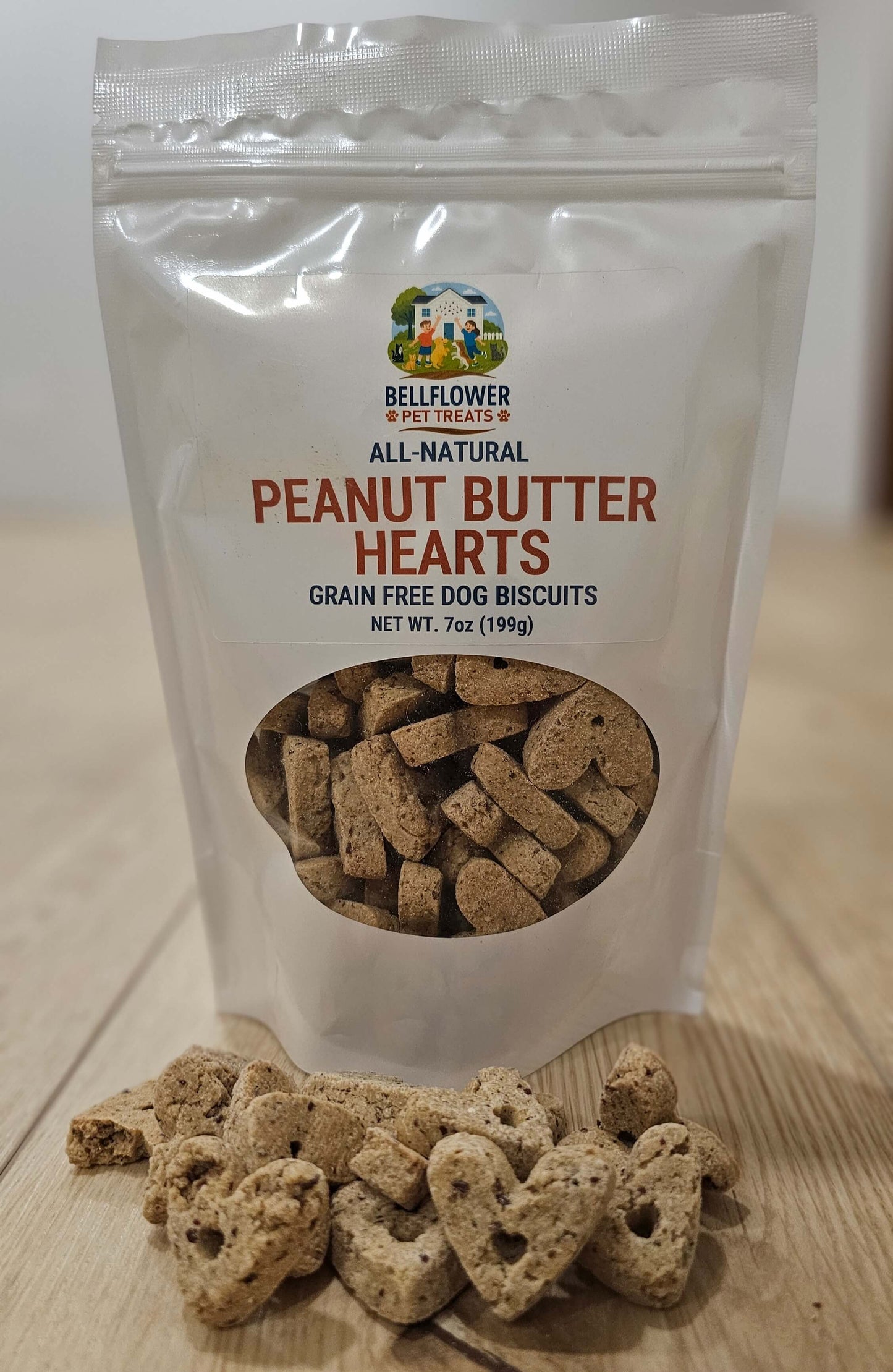 Dog. Peanut Butter Hearts, Grain Free 7oz bag